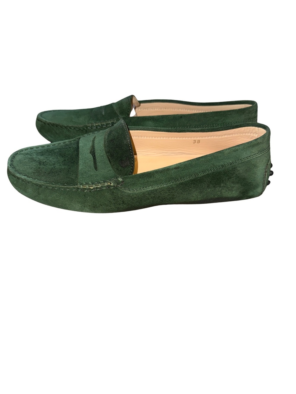 TOD’S Green Suede Comfy Driving Loafers 7.5 - Picture 6 of 16